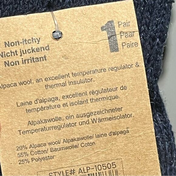 Alpaca Heathered Navy Knit Gloves, One Size, NWT - Picture 5 of 5